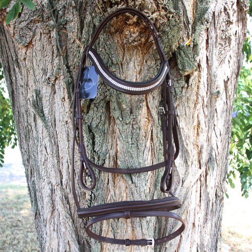 Briglia snaffle combinata in pelle e...