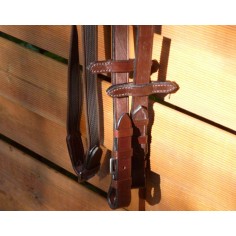 Rênes  caoutchouc havane grip attaches à boucles